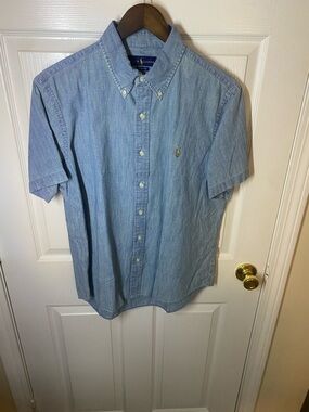 Ralph Lauren Chambray Short-Sleeve Button-Down Shirt - Light Blue